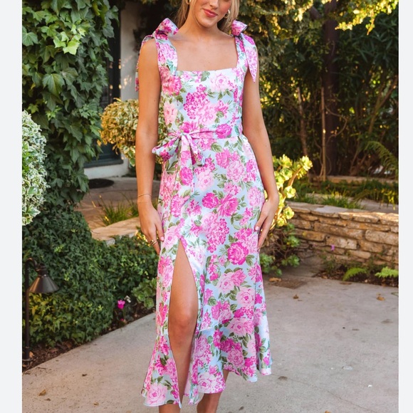 NEW Show Me Your Mumu Garden Midi Dress in Cottage Floral Multi Size Large - Picture 1 of 6